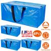 4Pcs Moving Bags Heavy Duty Container Reusable Plastic Totes Blue Moving Bin Zippered Storage Bag