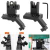 45 Degree Offset Rear Front Flip Up Sights Fiber Optics Aluminum Sights Tactical Folding Back Up Sight Set with Red Green Dots Fit Picatinny Weaver Ra
