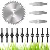 14Pcs Grass Trimmer Blades Accessories Weed Cutter Attachments 10Pcs 5.35In Plastic Blades 3Pcs 6In Stainless Steel Blades 1Pc 4In/6In Alloy Saw Blade