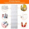 Over the Door Shoes Rack 24-Pocket Crystal Clear Organizer 6-Layer Hanging Storage Shelf for Shoes Slippers Small Toys Closet Cabinet