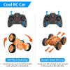 Kid Driving RC Stunt Car 7 Color Strip Light Dynamic Music Swing Arm Double-sided   Rolling Remote Control Car Off Road 2.4GHz 4WD Rechargeable Racing