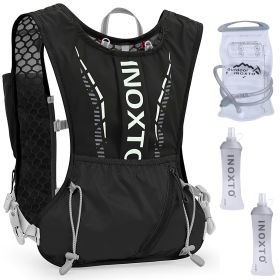 Sport Hydration Vest Running Backpack with 15oz 50oz Water Bladder Adjustable Strap Storage Bag for Trail Running Marathon Race Hiking (Option: WaterVestPack Black)