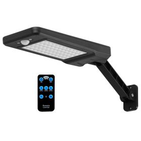 Solar Wall Light Outdoor 60LEDs PIR Motion Sensor Remote Control Wireless Lamps IP65 Waterproof Lighting for Garage Front Door Garden Pathway (Option: 60LEDSolarWallLight Black)