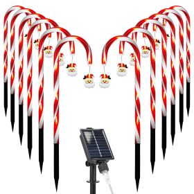 Solar Christmas Candy Cane Lights with 12 Candies 72LEDs Outdoor Christmas Decorations IP44 Waterproof Flickering Pathway Markers String Lights with 8 (Option: CandyLight Santa)