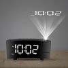 Projection Alarm Clock with Radio Function 7.7In Curved-Screen LED Digital Alarm Clock w/ Dual Alarms 4 Dimmer 12/24 Hour USB Charging Port 180° Rotat