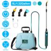 5L/1.32Gallon Battery Operated Water Sprayer Portable Garden Sprayer Electric Sprayer with Rechargeable Handle Telescopic Wand 3 Spray Nozzles Shoulde