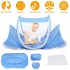 Foldable Baby Travel Bed Portable Infant Mosquito Net Tent Crib Cradle w/ Pillow Mattress Music Box for 0-3 Kids
