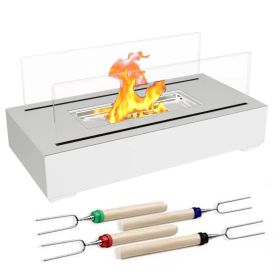 Tabletop Fire Pit With Roasting Sticks Portable Indoor Outdoor Tabletop Fireplace Ethanol Mini Fire Pit Table Top Decoration for Christmas Dinner Part (Option: TabletopFirePit White)