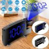 Projection Alarm Clock with Radio Function 7.7In Curved-Screen LED Digital Alarm Clock w/ Dual Alarms 4 Dimmer 12/24 Hour USB Charging Port 180° Rotat