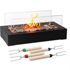 Tabletop Fire Pit With Roasting Sticks Portable Indoor Outdoor Tabletop Fireplace Ethanol Mini Fire Pit Table Top Decoration for Christmas Dinner Part (Option: TabletopFirePit Black)