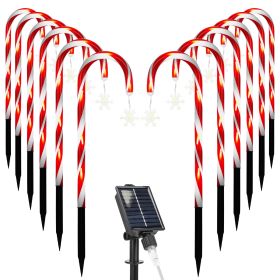 Solar Christmas Candy Cane Lights with 12 Candies 72LEDs Outdoor Christmas Decorations IP44 Waterproof Flickering Pathway Markers String Lights with 8 (Option: CandyLight Snowflake)