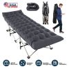 Folding Camping Cot Portable Sleeping Camping Bed Collapsible Travel Camp Cots Guest Bed Cot with 2-Sided Soft Pad 440LBS Max Load