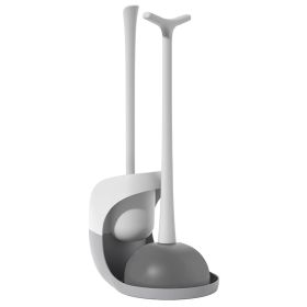 Toilet Plunger and Brush Combo Set with Ventilated Holder 2 in 1 Toilet Cleaning Tools Set with Caddy Stand for Bathroom (Option: ToiletPlunger Grey)