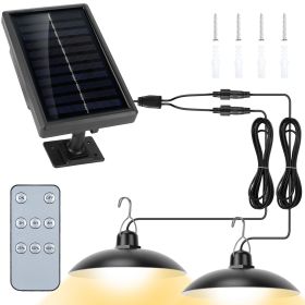 Solar Shed Lights Dual Lighting Heads Dimmable Timing Auto Sensor Turn Off Hanging Lamp IP65 Waterproof Remote Control Pendant Light For Garden Patio (Option: SolarLamp DualWarm)