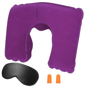 Travel Pillow Inflatable U Shape Neck Pillow Neck Support Head Rest Office Nap Car Airplane Cushion (Option: UInflatablePillow Purple)