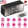 Mirror Digital Alarm Clock LED V5.0 Wireless Speaker Clock with FM Radio Temperature Display MMC Card Slot