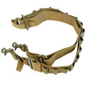 Tactical Shotgun Sling 2 Point Gun Sling Adjustable Shoulder Strap Rifle Shotgun Belts w/ 15-Shell Holders (Option: SinglePointGunSling Khali)