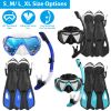Snorkeling Gear Mask Fin Snorkel Set with Diving Mask Dry Top Snorkel Adjustable Swim Fins for Swimming Snorkeling Travel Diving