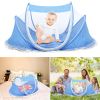 Foldable Baby Travel Bed Portable Infant Mosquito Net Tent Crib Cradle w/ Pillow Mattress Music Box for 0-3 Kids