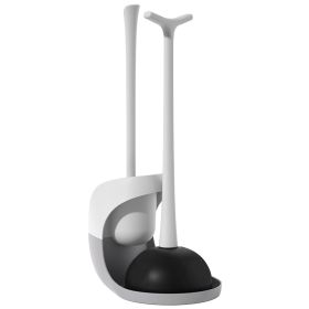 Toilet Plunger and Brush Combo Set with Ventilated Holder 2 in 1 Toilet Cleaning Tools Set with Caddy Stand for Bathroom (Option: ToiletPlunger Black)